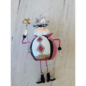 Pier 1 King glitter ornament valentine jester unique vintage pink Xmas tree